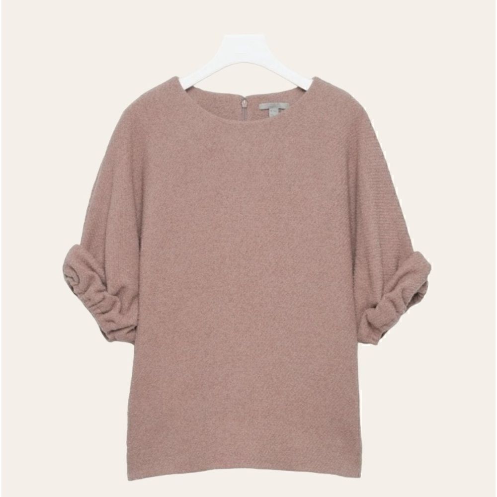 Anthropologie COS Bouclé Wool Top Mauve Women’s Size 6 Short Sleeve Sweater NWT